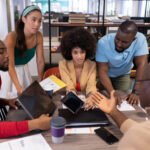 Startup team collaborating in Lagos office